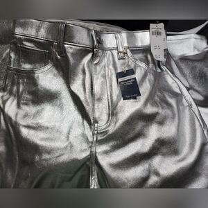 NWT Abercrombie and Fitch Shiny Silver pants just‎ in time for the holidays!!